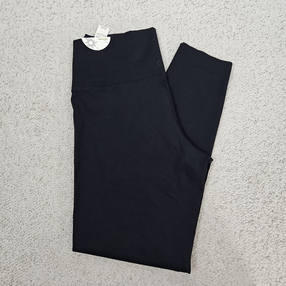 Aerie Offline Legging Black Goals High Rise Ribbed 7/8 Womens Size XL Long New
